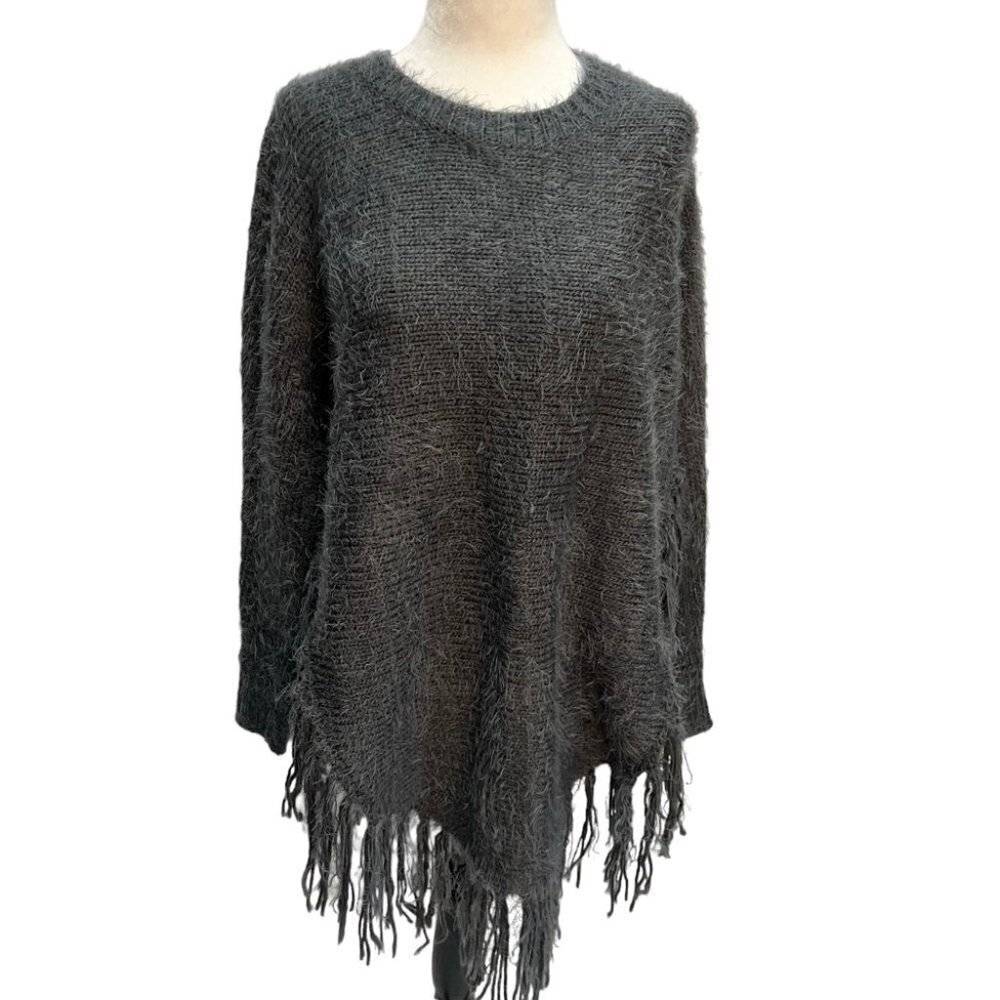 NWT Papa Grey Fringe Long Sleeve Sweater Size XS